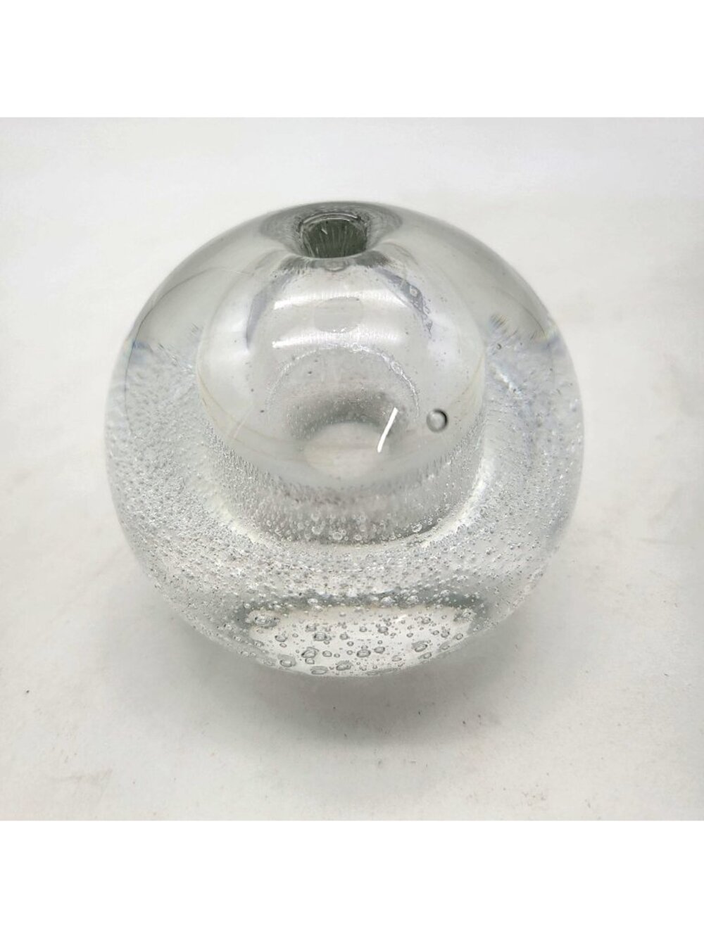 Vintage Clear Glass Polish Bubble Paperweight Candle Holder Oil Lamp